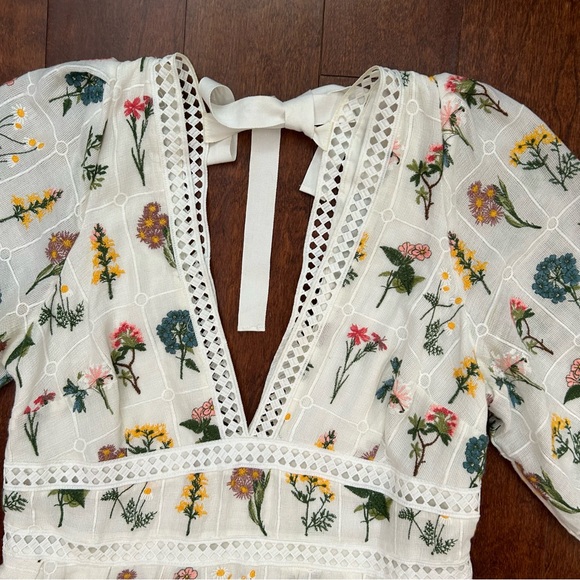 Anthropologie Carla Embroidered Floral Maxi Dress with Lace Trim, Size 16 - Picture 3 of 16